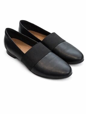 Clarks Un Blush Ease Black Leather Loafers Women’s 11M Comfort Slip-On